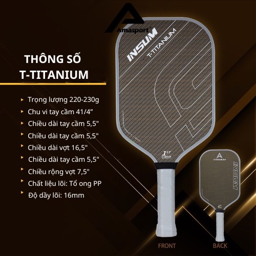 Vợt Pickleball AMASPORT 3k Carbon Titan siêu bền.