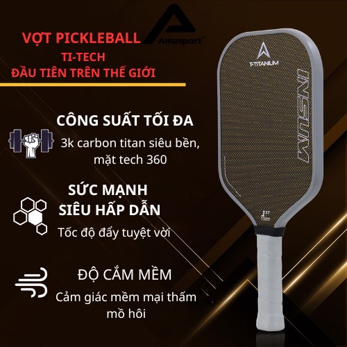 Vợt Pickleball AMASPORT 3k Carbon Titan siêu bền.