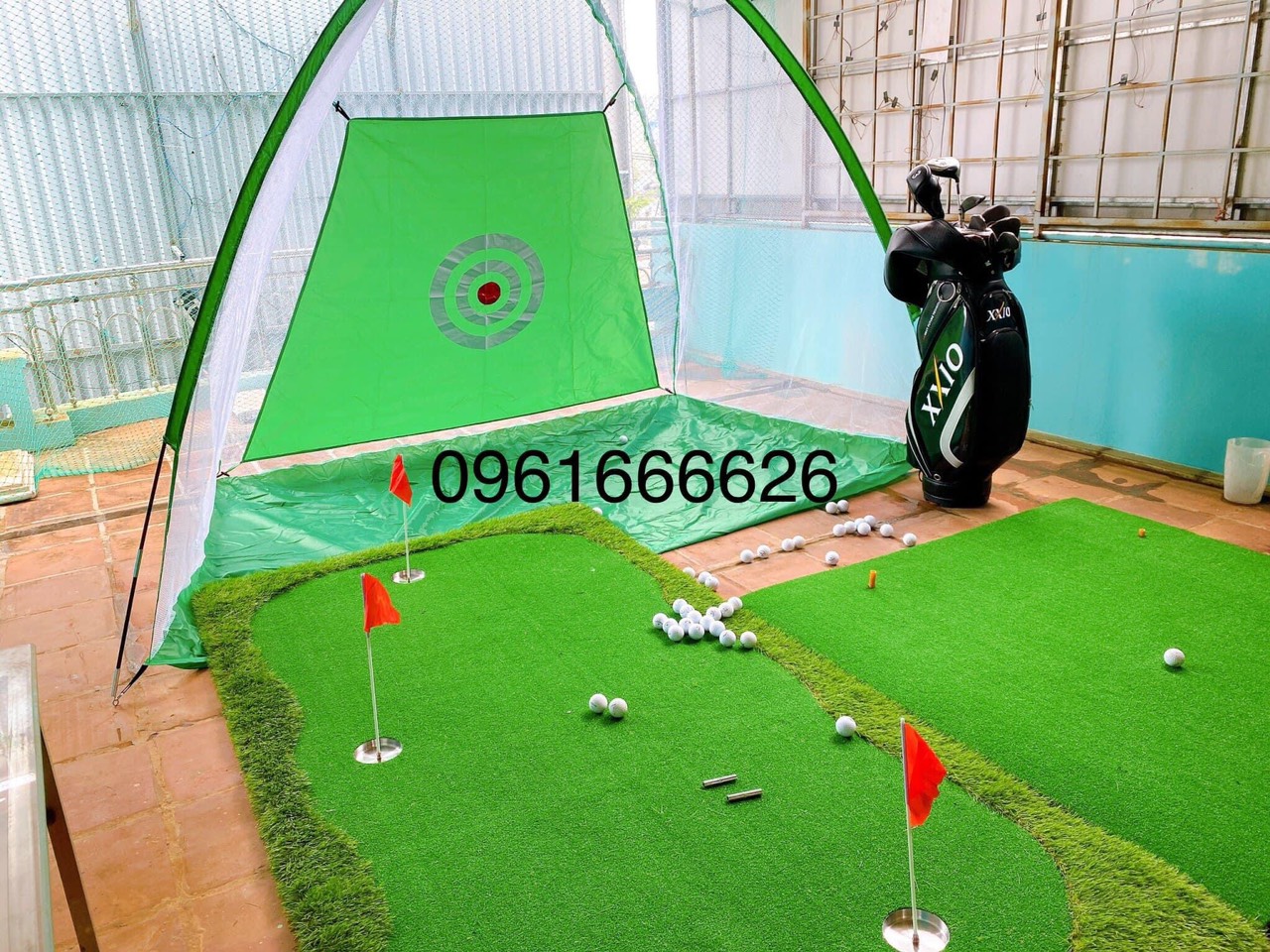 Combo lồng tập golf và thảm putt