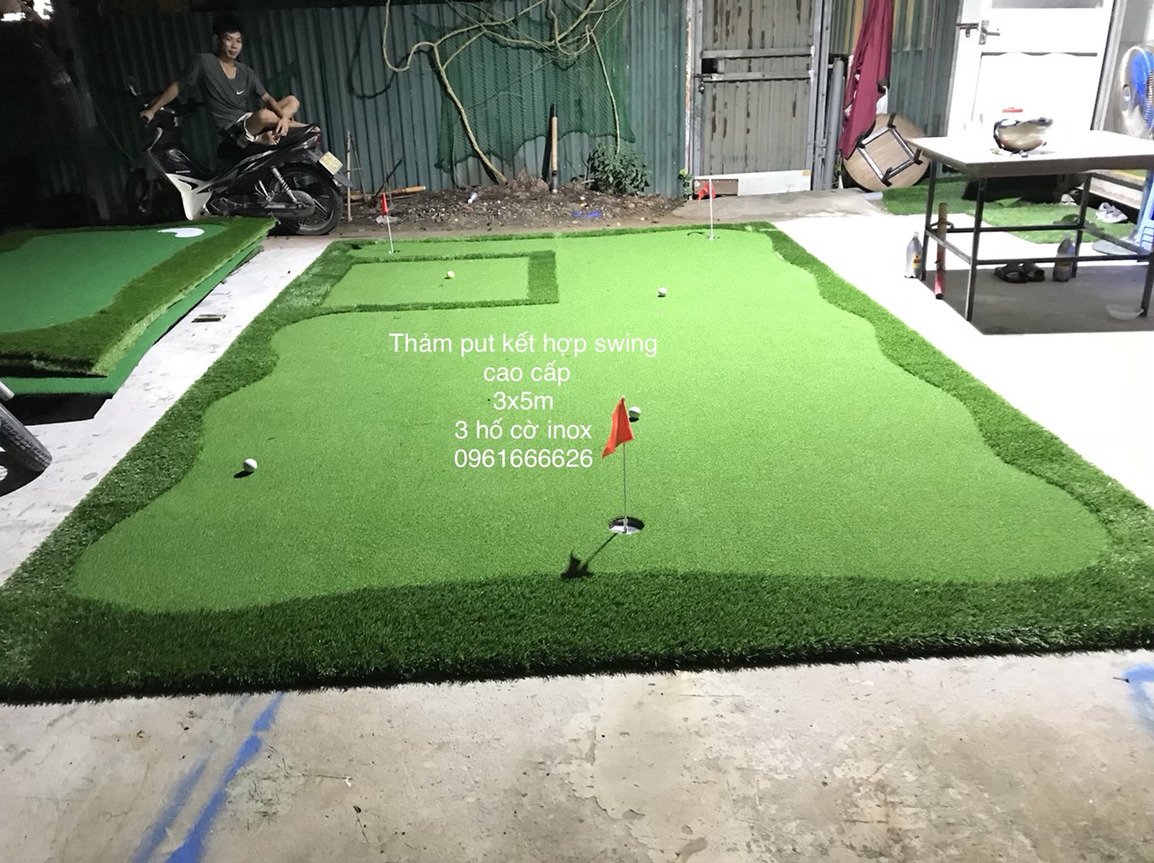 Thảm tập golf kết hợp putt, swing 3x5m